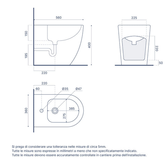 Sanitari filomuro in ceramica grigio opaco vaso rimless con copriwc soft-close e bidet ASIA Regos