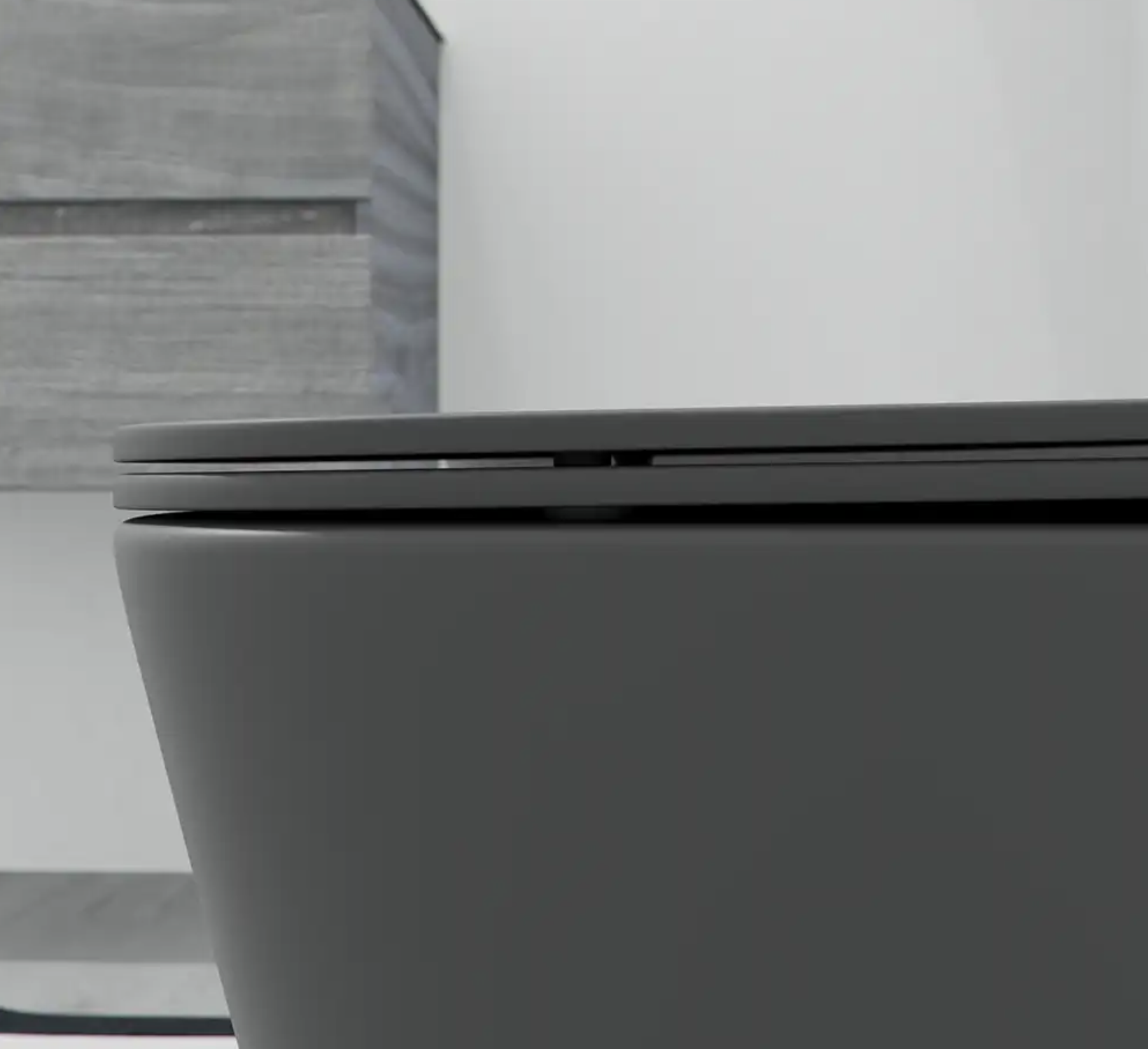 Sanitari filomuro in ceramica rimless grigio opaco vaso bidet e copriwc soft-close ZEN Regos