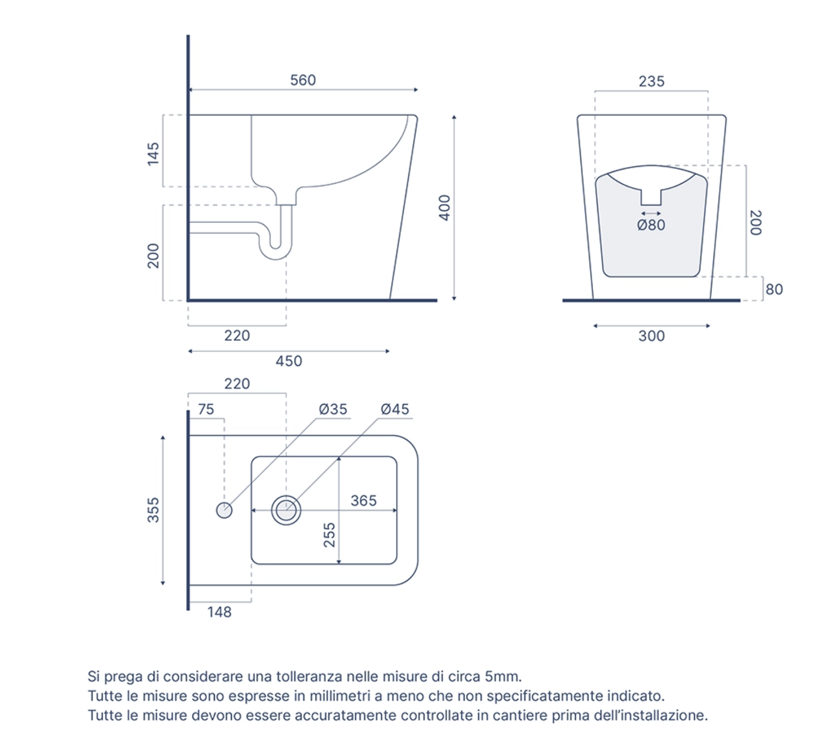 Sanitari filomuro in ceramica rimless grigio opaco vaso bidet e copriwc soft-close ZEN Regos