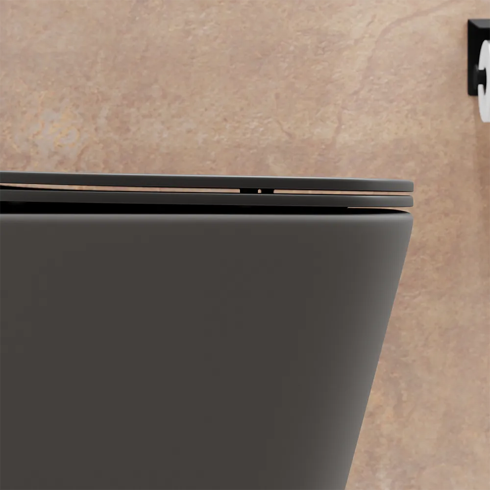 Vaso filomuro rimless in ceramica grigio opaco con sedile soft-close | Londra