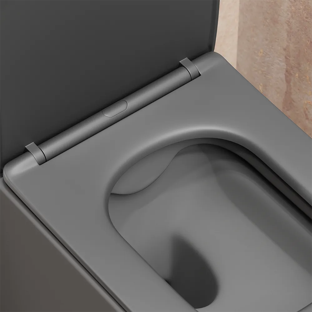 Vaso filomuro rimless in ceramica grigio opaco con sedile soft-close | Londra