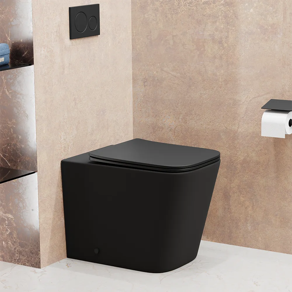 Vaso filomuro rimless in ceramica nero opaco con sedile soft-close | Londra