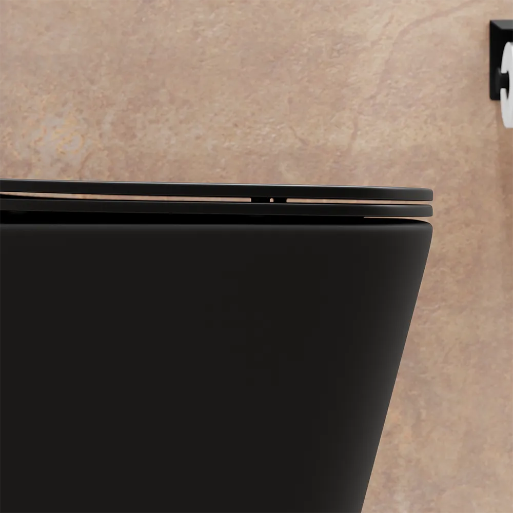 Vaso filomuro rimless in ceramica nero opaco con sedile soft-close | Londra