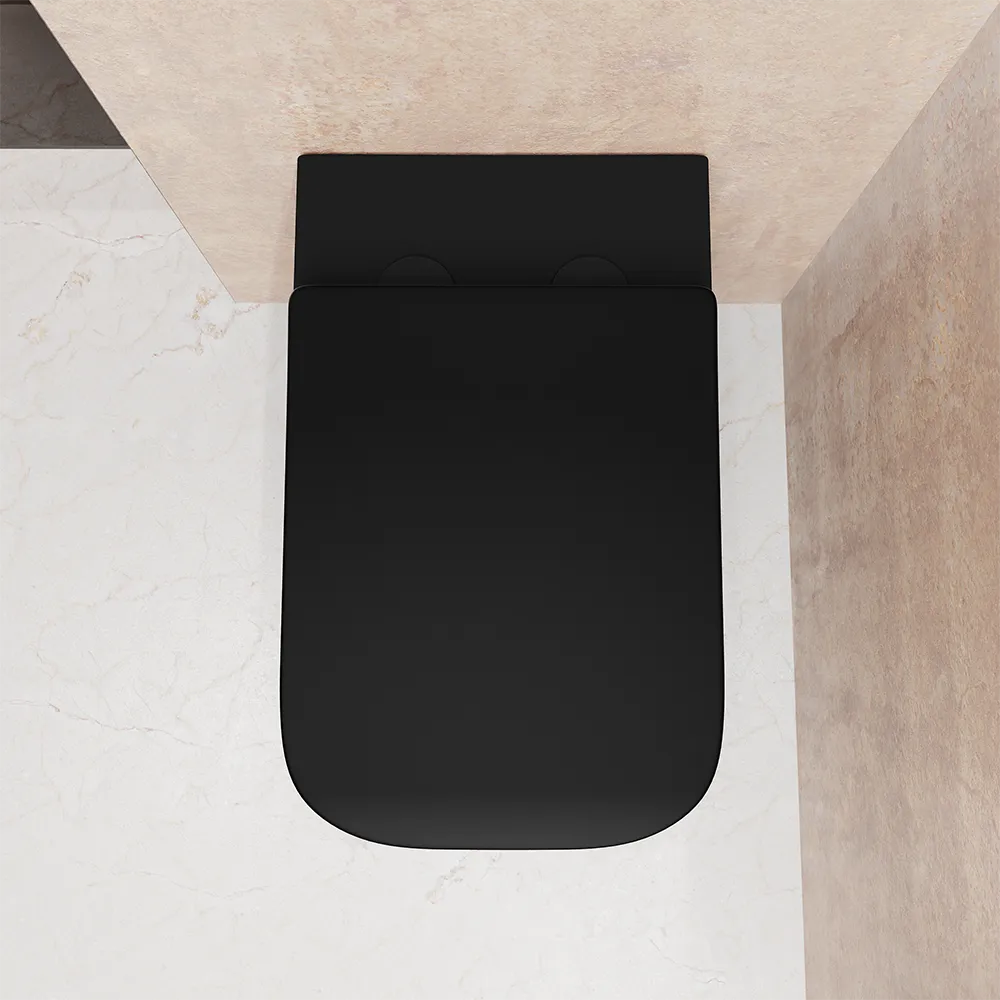 Vaso filomuro rimless in ceramica nero opaco con sedile soft-close | Londra