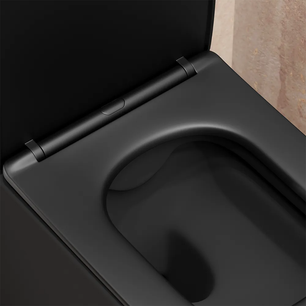 Vaso filomuro rimless in ceramica nero opaco con sedile soft-close | Londra