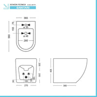 Sanitari filomuro Rimless effetto marmo bianco con sedile Tokyo