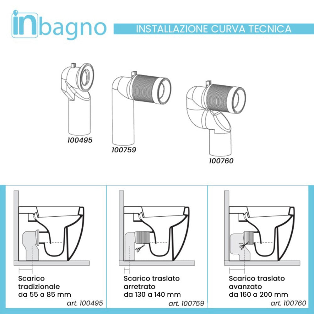 Sanitari filomuro Rimless Mirto scarico traslato e sedile soft close