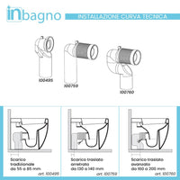 Sanitari filomuro Rimless Mirto scarico traslato e sedile soft close