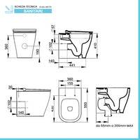 Sanitari filomuro Rimless Mirto scarico traslato e sedile soft close