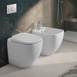 Sanitari filomuro rimless Rak Illusion con copriwater soft close