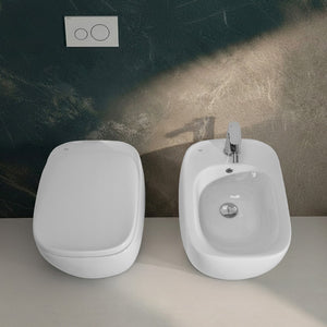 Sanitari filomuro rimless Rak Illusion con copriwater soft close