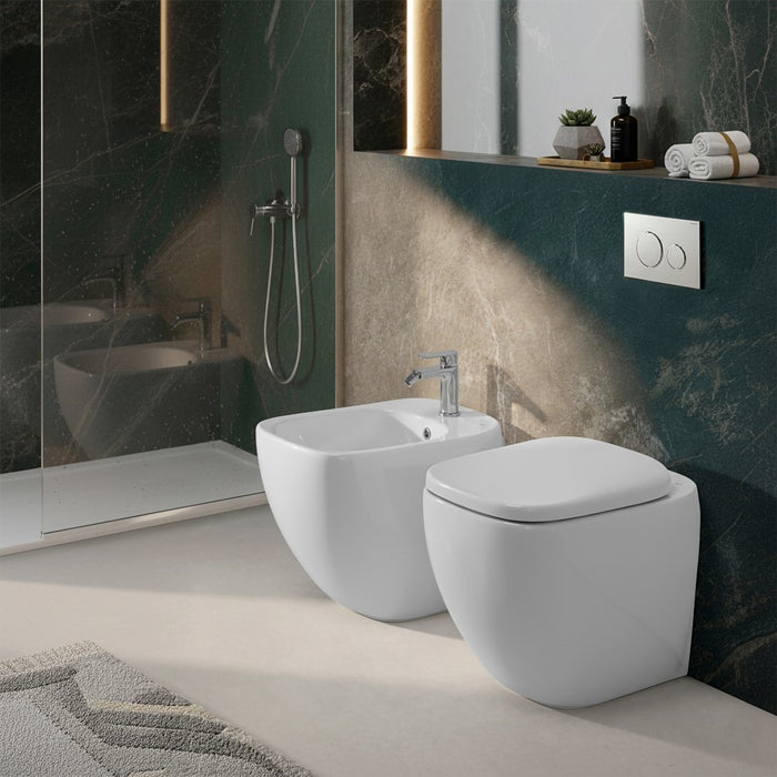 Sanitari filomuro rimless Rak Illusion con copriwater soft close