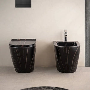 Sanitari filoparete Rimless effetto marmo nero con sedile Tokyo