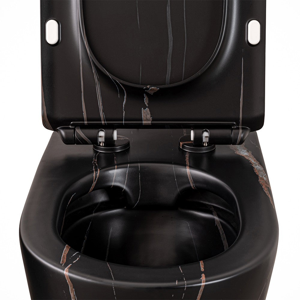 Sanitari filoparete Rimless effetto marmo nero con sedile Tokyo