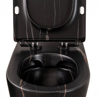 Sanitari filoparete Rimless effetto marmo nero con sedile Tokyo