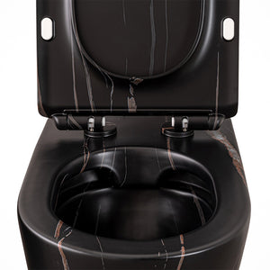 Sanitari filoparete Rimless effetto marmo nero con sedile Tokyo