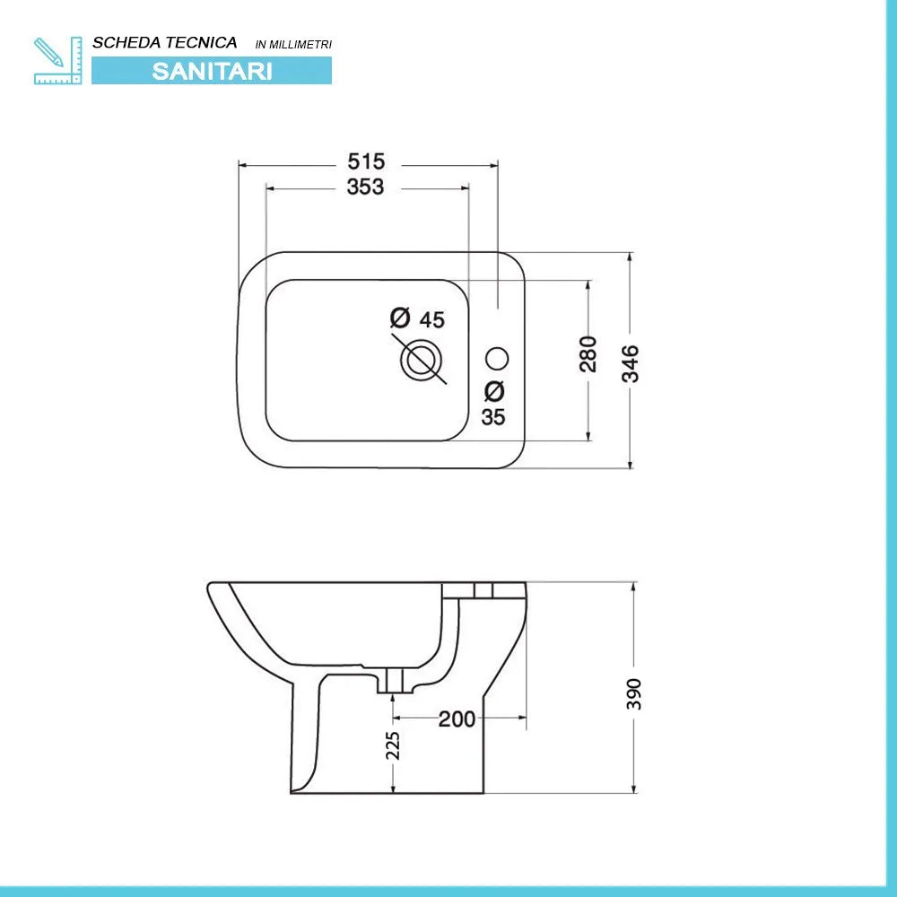Sanitari monoblocco con scarico a pavimento e copriwc incluso  Ginevra
