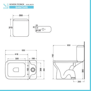 Sanitari monoblocco con scarico a pavimento e copriwc incluso  Ginevra