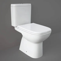 Sanitari monoblocco filomuro con scarico a terra  e copriwc Rak Origin