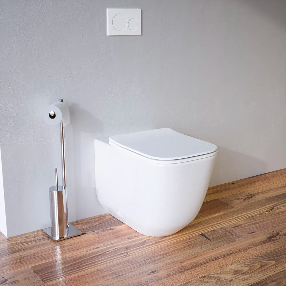 Vaso filomuro tornado silent flush in ceramica bianco lucido con copri-wc soft-close | Riga