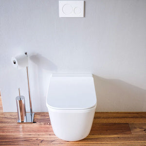 Vaso filomuro tornado silent flush in ceramica bianco lucido con copri-wc soft-close | Riga