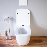 Vaso filomuro tornado silent flush in ceramica bianco lucido con copri-wc soft-close | Riga
