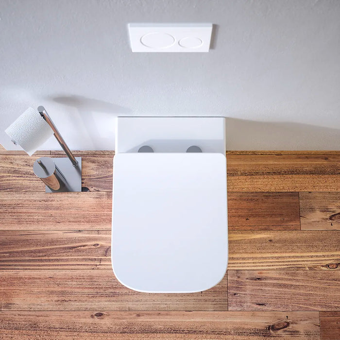 Vaso filomuro tornado silent flush in ceramica bianco lucido con copri-wc soft-close | Riga