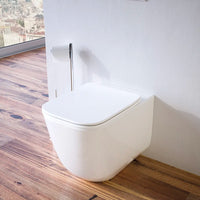 Vaso filomuro tornado silent flush in ceramica bianco lucido con copri-wc soft-close | Riga