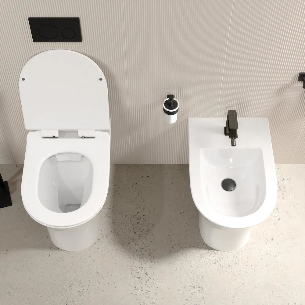 Sanitari filomuro in ceramica rimless  wc e bidet | Sofia