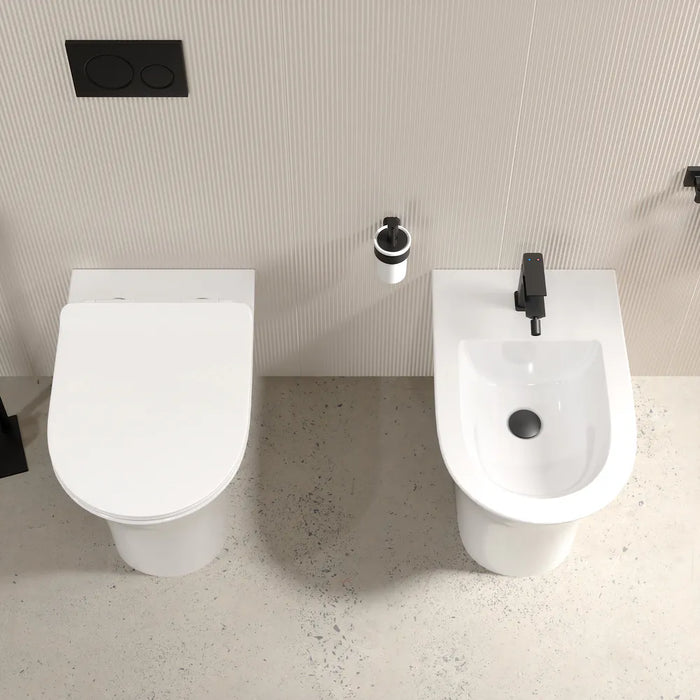 Sanitari filomuro in ceramica rimless  wc e bidet | Sofia