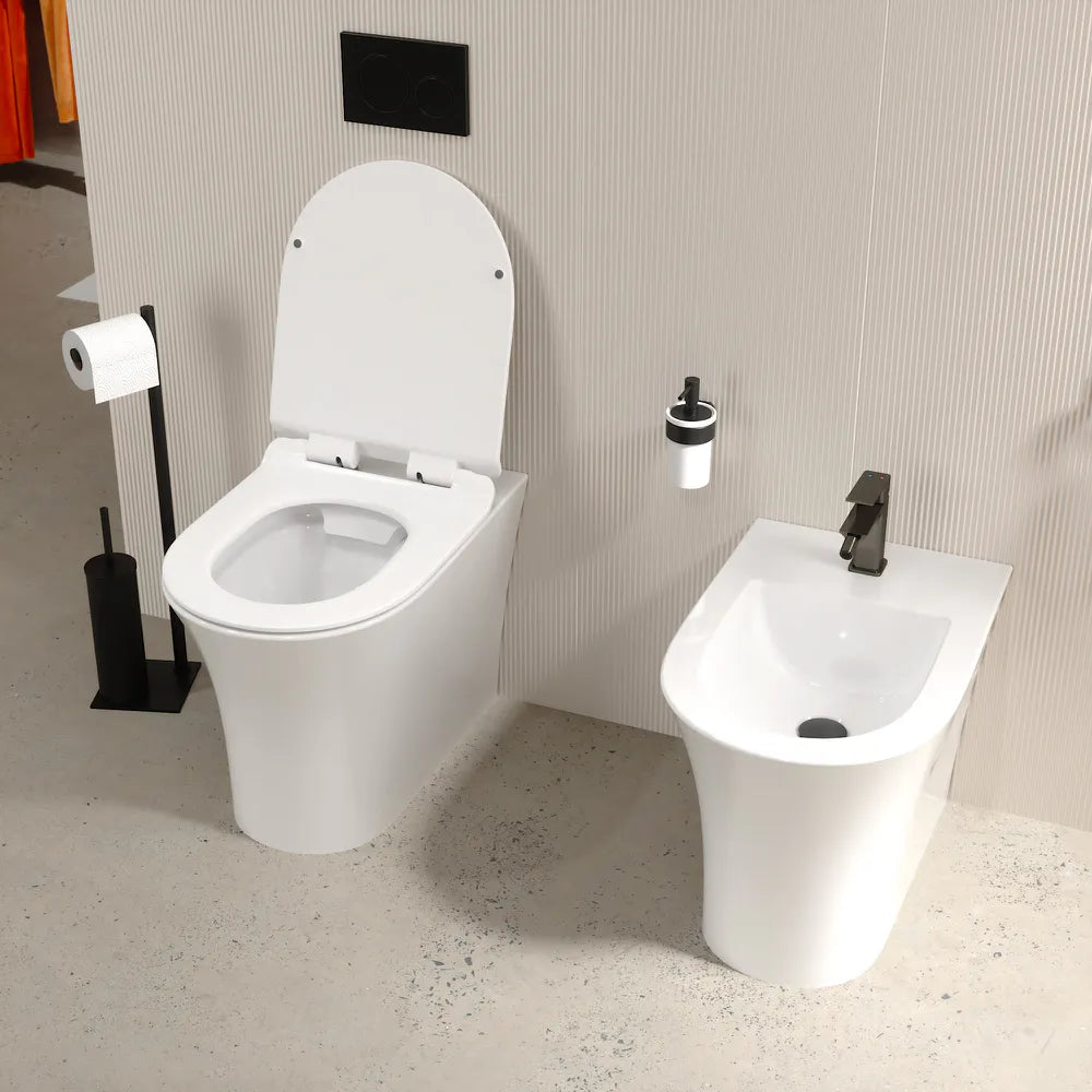Sanitari filomuro in ceramica rimless  wc e bidet | Sofia