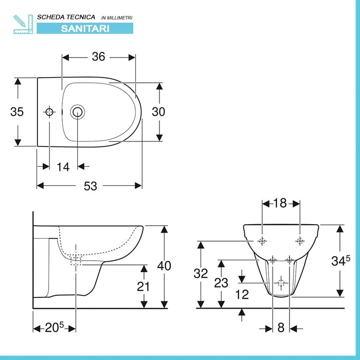 Sanitari sospesi Geberit con brida e copriwater originale  Selnova