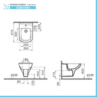 Sanitari sospesi Rimless in ceramica lucida e copriwc soft-close  Venti