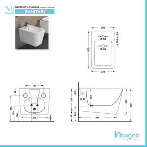 Sanitari sospesi Rimless serie Malaga completo di sedile rallenty