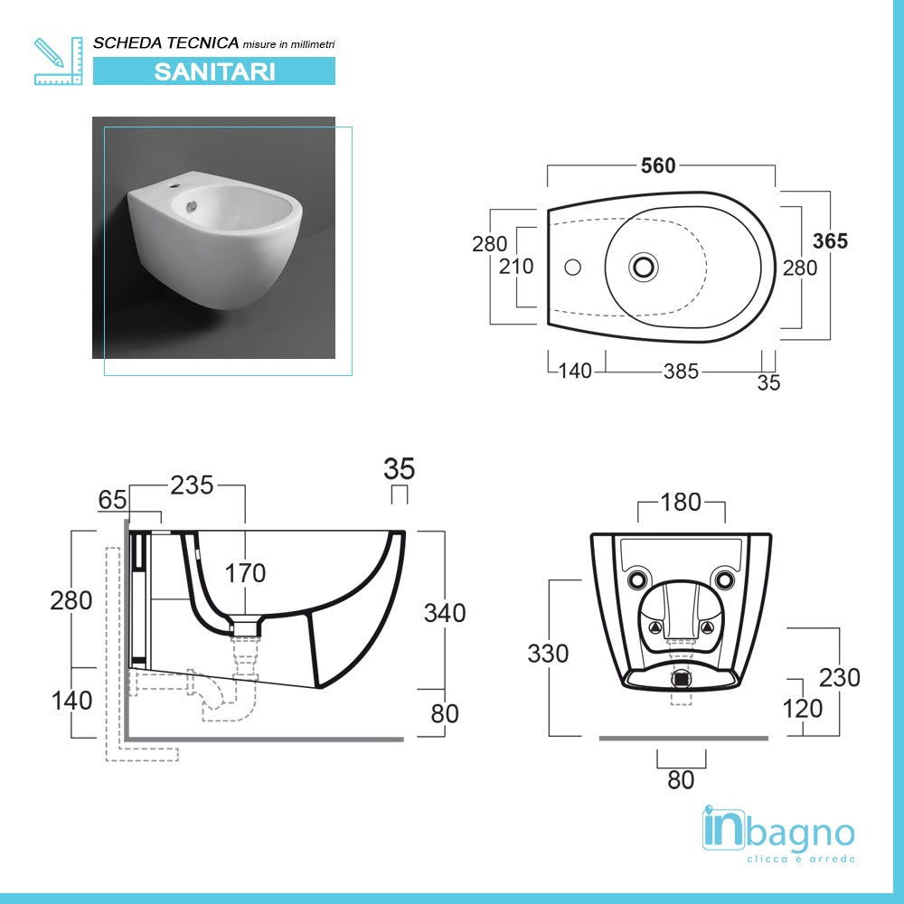 Sanitari Sospesi Simas Modello Vignoni RIMLESS con Sedile Soft-Close WC + Bidet