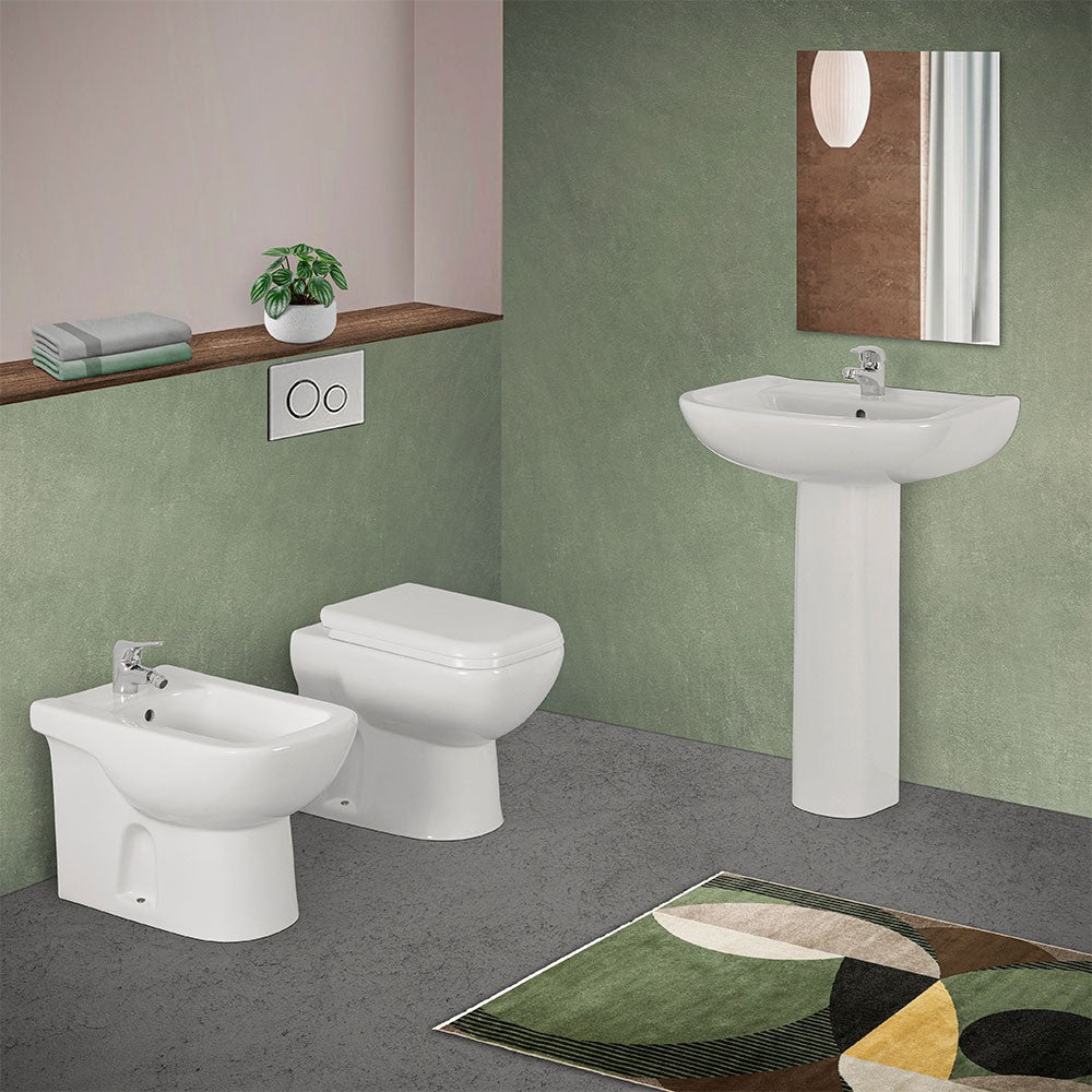 Sanitari tradizionali con scarico a terra e lavabo 60 cm con colonna Miracle 