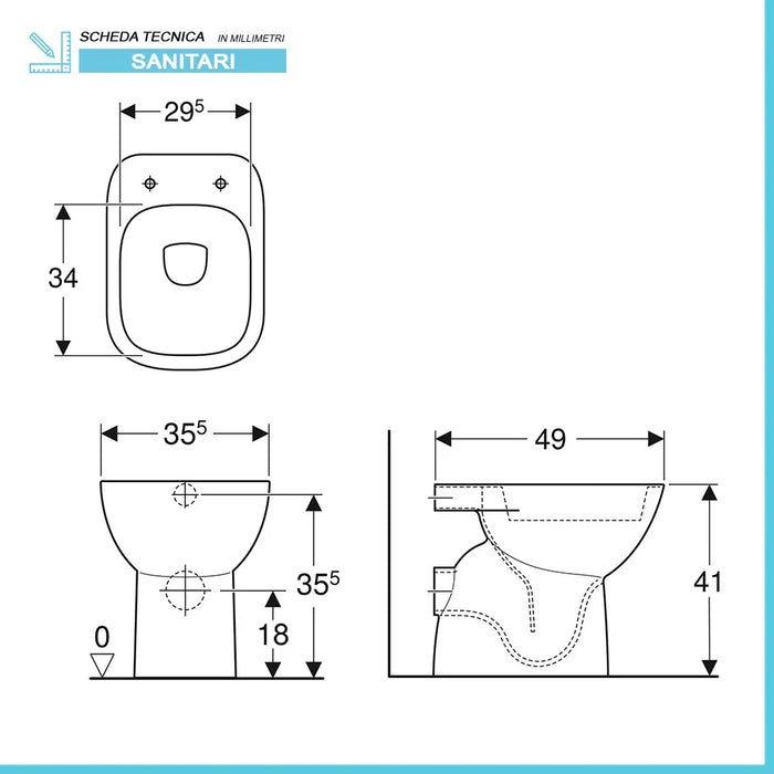 Sanitari tradizionali Geberit con scarico a parete e copriwater  Fantasia