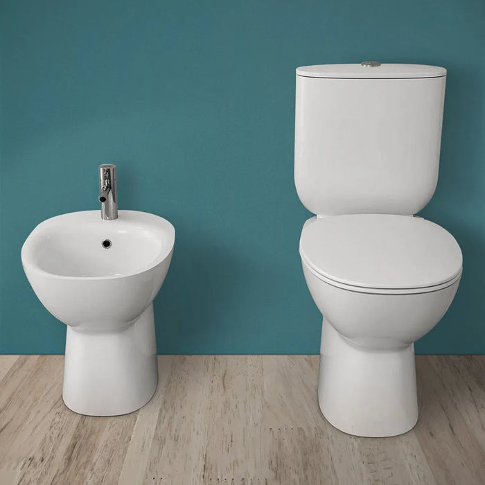 Sanitari tradizionali monoblocco Rimless Morning con scarico a terra