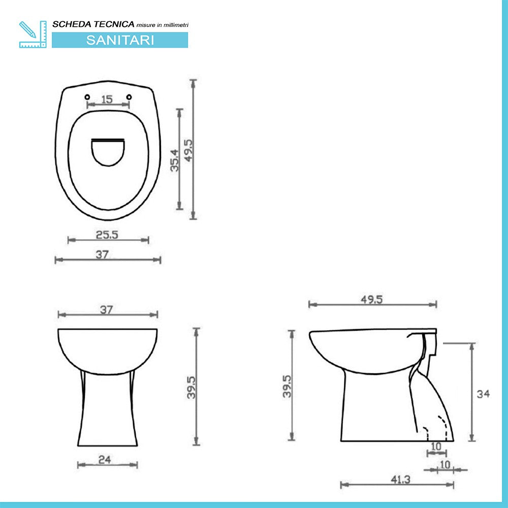 Sanitari tradizionali scarico a terra per bagno completo e lavabo con colonna Clara