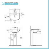 Sanitari tradizionali scarico a terra per bagno completo e lavabo con colonna Clara