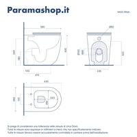 Vaso filomuro tornado silent flush in ceramica bianco lucido con copri-wc soft-close | Riga