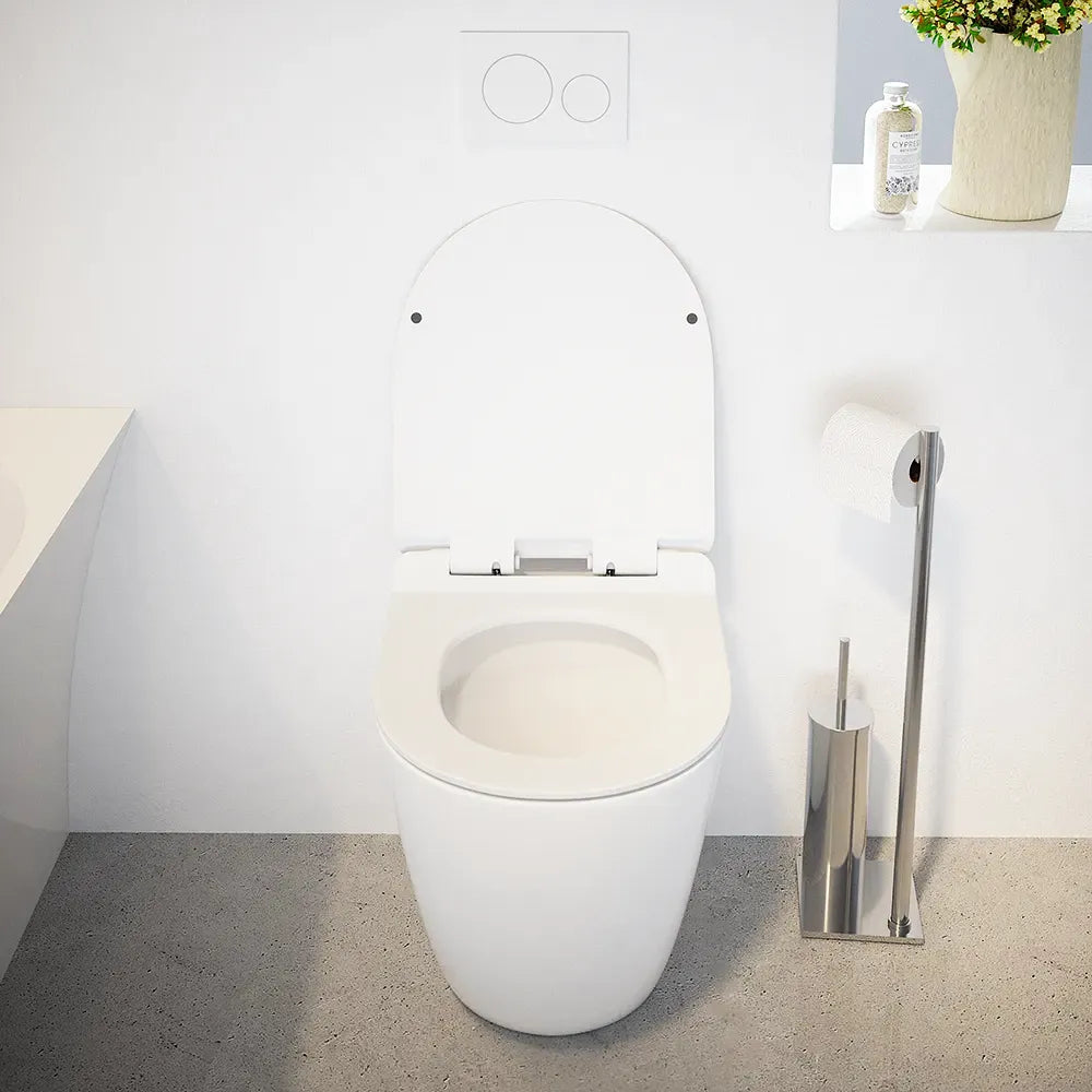 Vaso filomuro tornado silent flush in ceramica bianco lucido con sedile soft-close | Sydney