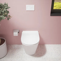 Vaso filomuro tornado silent flush in ceramica bianco lucido con sedile soft-close | Rio