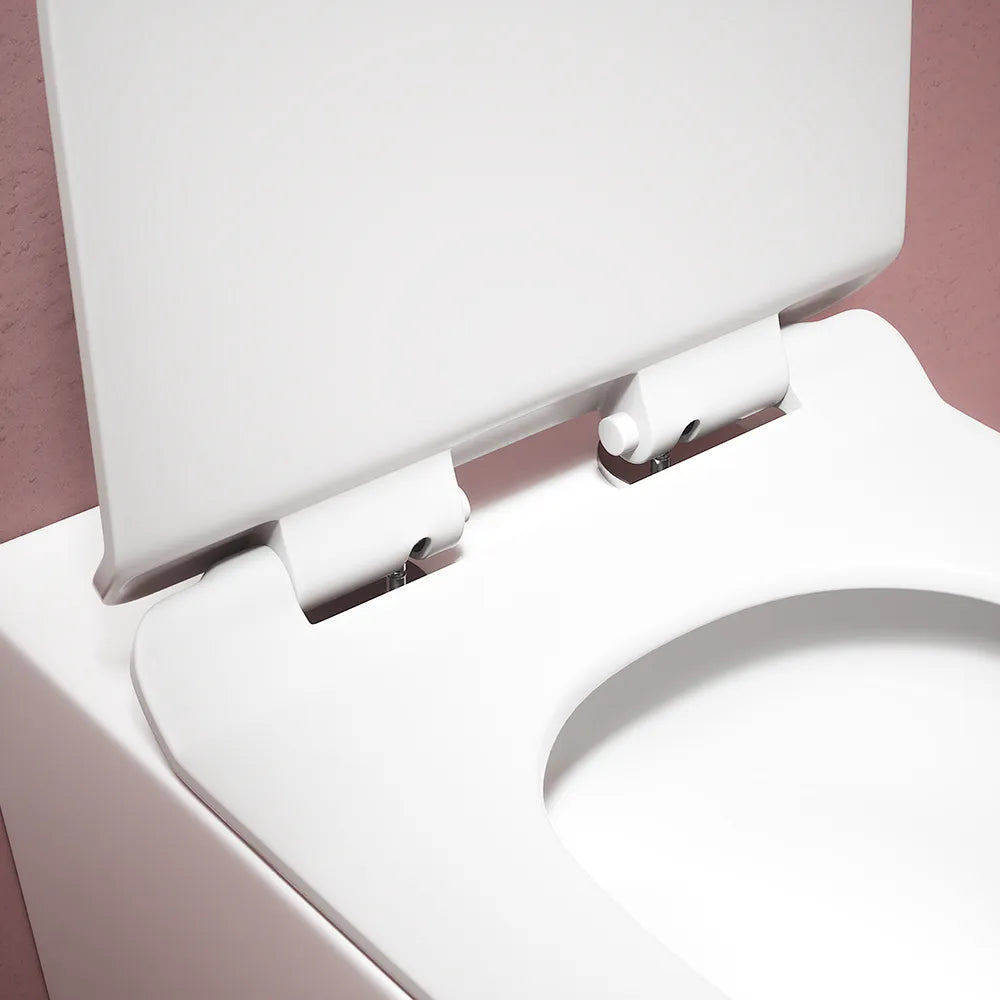 Vaso filomuro tornado silent flush in ceramica bianco lucido con sedile soft-close | Rio