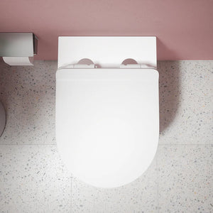 Vaso filomuro tornado silent flush in ceramica bianco lucido con sedile soft-close | Rio