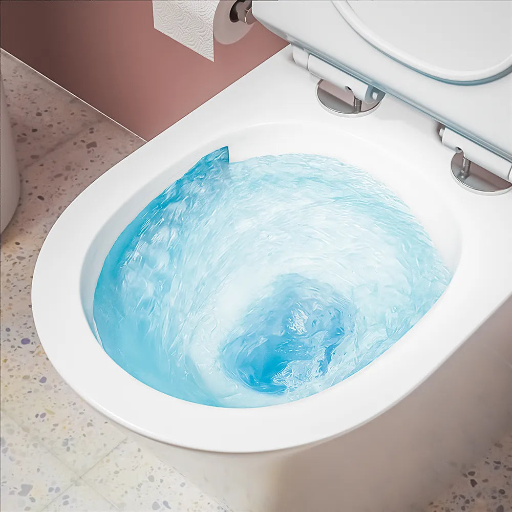 Vaso filomuro tornado silent flush in ceramica bianco lucido con sedile soft-close | Rio