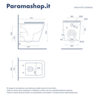 Vaso sospeso rimless in ceramica nero opaco con sedile soft-close | Kyoto