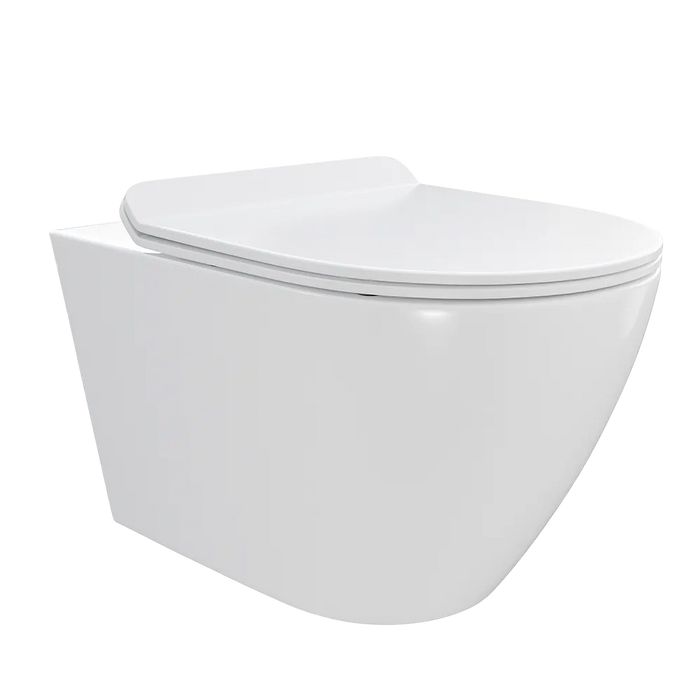 Vaso sospeso rimless in ceramica bianco lucido con copri-wc soft-close | Sydney