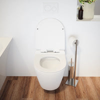 Vaso sospeso rimless in ceramica bianco lucido con copri-wc soft-close | Sydney