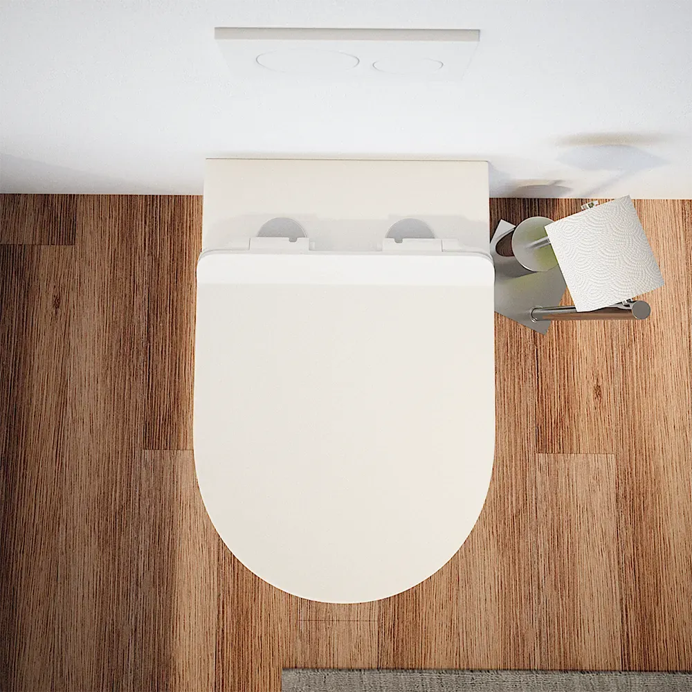 Vaso sospeso rimless in ceramica bianco lucido con copri-wc soft-close | Sydney
